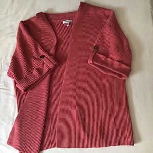 Pink Knitted Cardigan with Short Sleeves